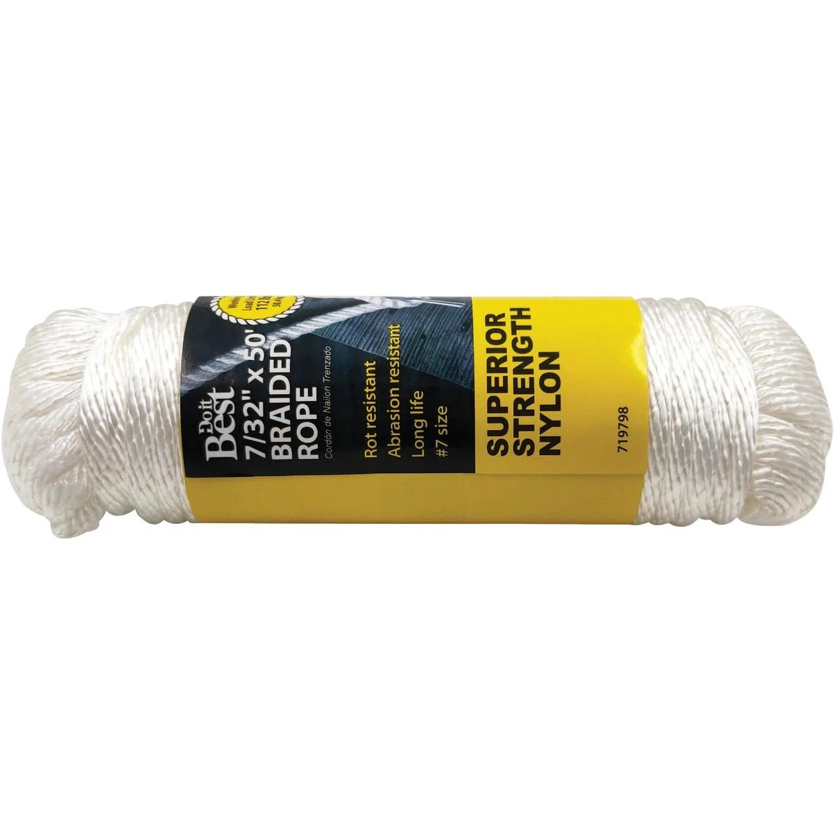 7/32 In. X 50 Ft. White Braided Nylon Packaged Rope