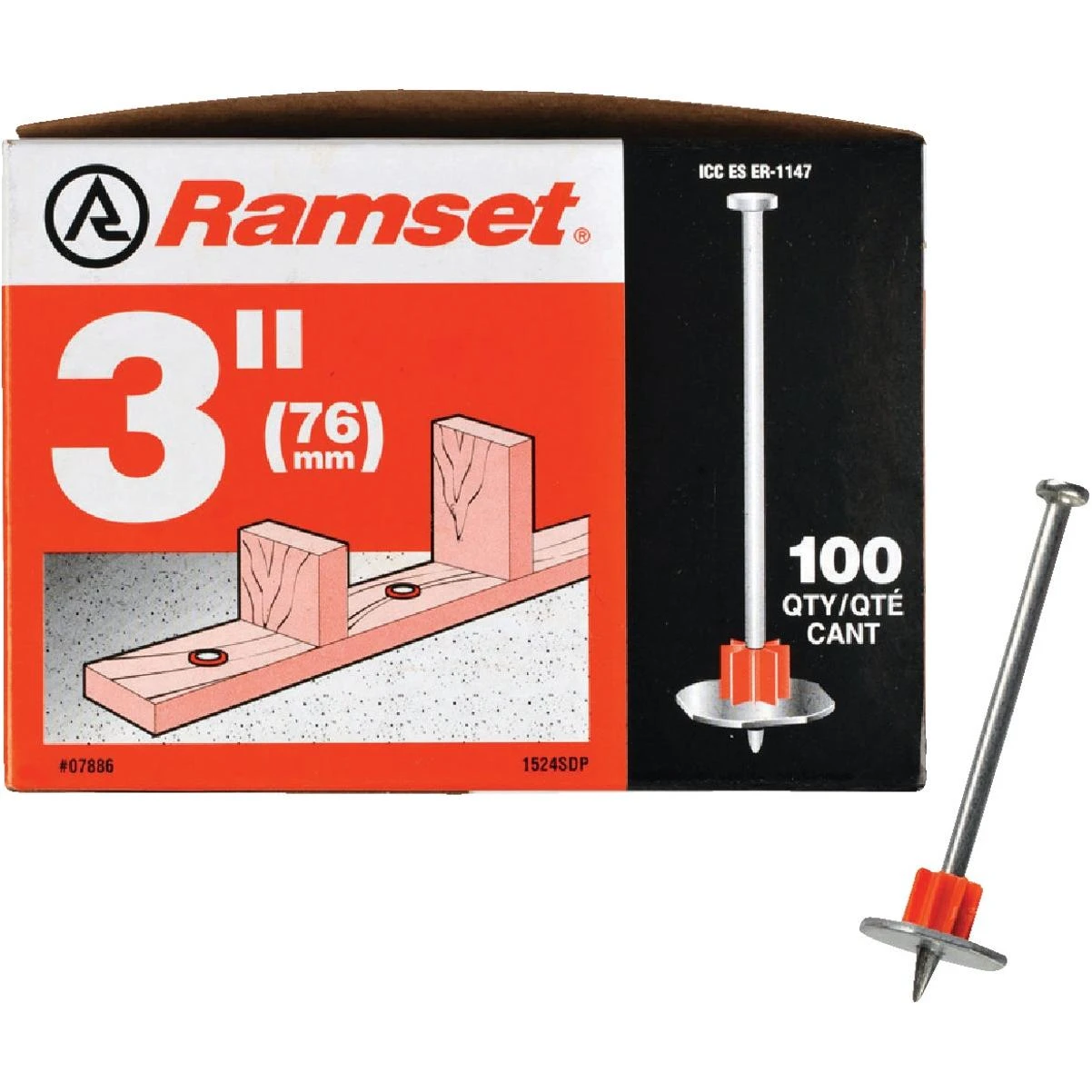 3 In. Fastening Pin With Washer (100-pack)