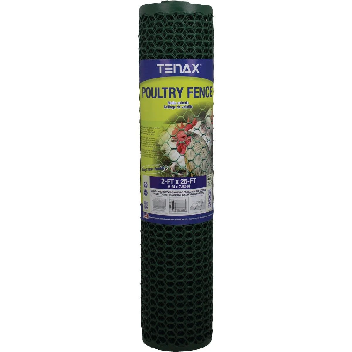 3/4 In. X 2 Ft. H. X 25 Ft. L. Hexagonal Plastic Poultry Netting Fence, Green