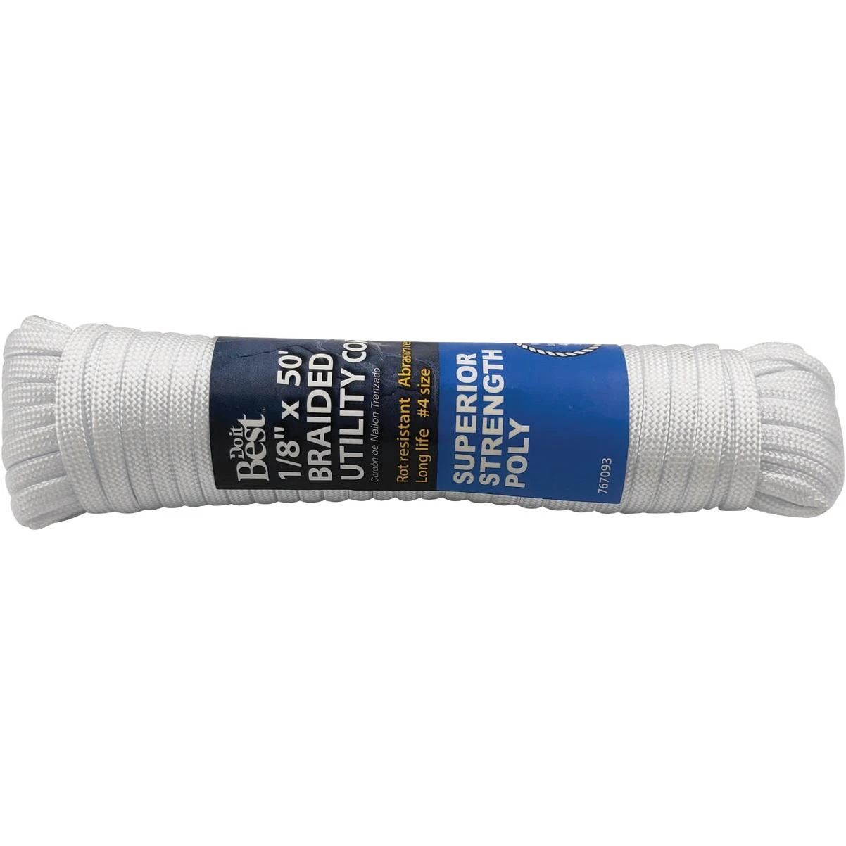 1/8 In. X 50 Ft. White Braided Polypropylene Paracord