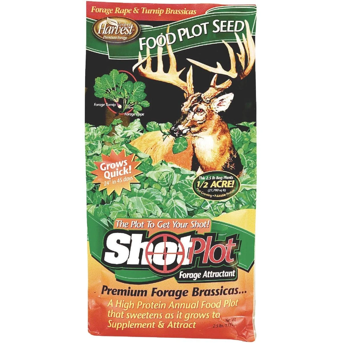 Shot Plot 2-1/2 Lb. 1/2 Acre Forage Rape & Turnip Brassicas Deer Forage