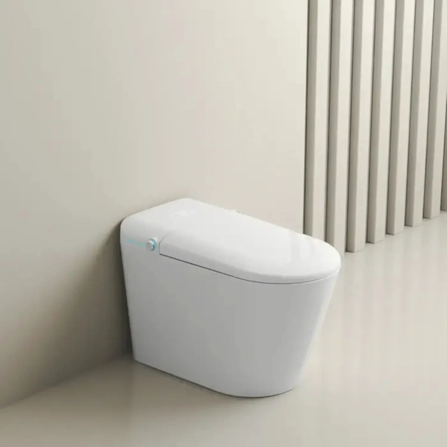 Automatic White Smart Toilet with Voice Control, Warm Wash Bidet, and UV Sterilization