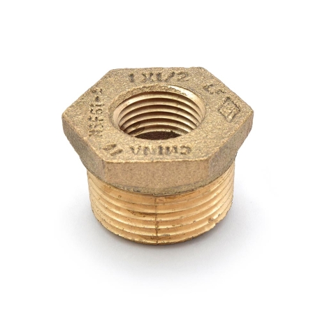 1" MPT x 1/2" FPT Brass Bushing, Lead-Free