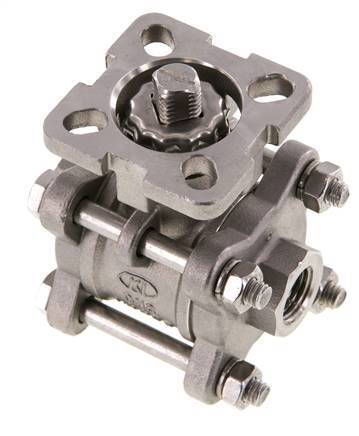 G1/4'' 2-Way Stainless Steel Ball Valve 3-Piece Full Bore ISO-Top - BL2SA3