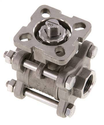 G3/8'' 2-Way Stainless Steel Ball Valve 3-Piece Full Bore ISO-Top - BL2SA3