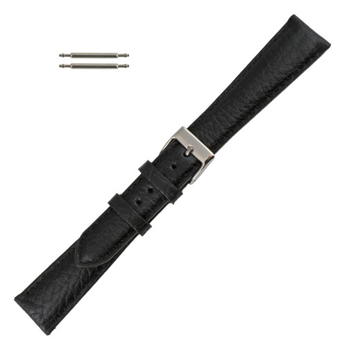 Black 18mm Soft Padded Leather Watch Strap7 7/8 Inch Length