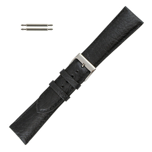 Black 22mm Soft Padded Leather Watch Strap7 7/8 Inch Length