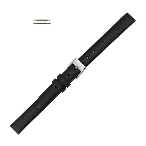 Black Calf Leather Watch Band 12mmCrushed Style 7 1/8 Inch Length
