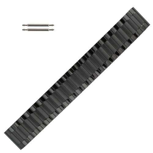 22mm Black Metal Expansion Style Watch Band 6 1/2 to 8 1/4 Inch Length