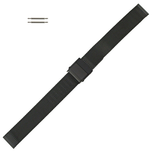BlackColor Tone Mesh Metal Watch Band 12mm 6 3/4 Inch Length