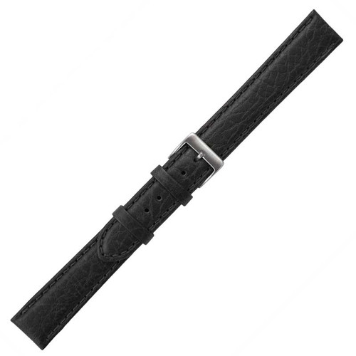 18mm Watch Band Black Distressed Leather 9 Inch length