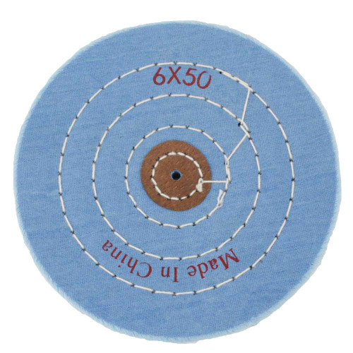 Blue Muslin Polishing Buff 6 Inch Inch Diameter Ply 50 Stitching 3 Rows