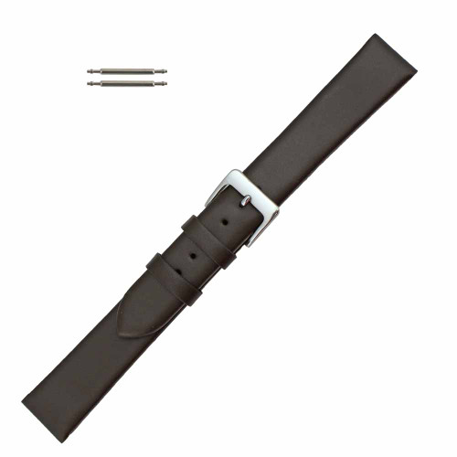 Watch Band 18mm Brown Leather Smooth Classic Calf 8 1/4 Inch Length