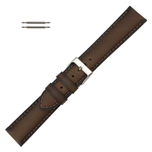 Watch Band 20mm Classic CalfDark Brown Leather 77/8 Inch Length
