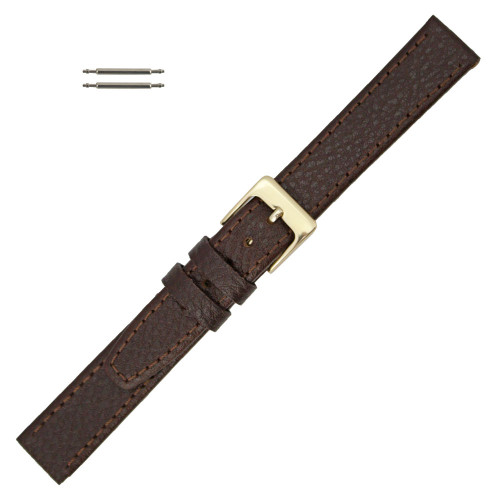 Leather Watch Band 13mm Brown Polished Calf Flat 6 5/8 Inch Length