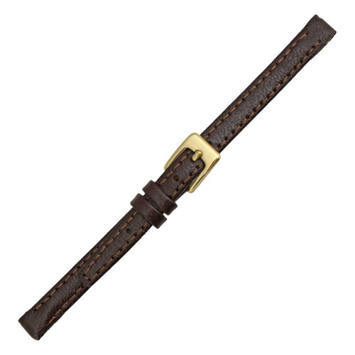 8 mm Buffalo Grain Brown Open End Clip On Leather Watch Band 6 3/4 Inch Length