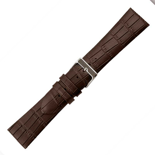 24mm Alligator Grain Dark Brown Leather Watch Band 7 1/2 Inch length