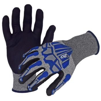 Azusa Safety BLUWOLF 18 Gauge HPPE Blended ANSI A4 Cut Resistant Gloves with Nitrile/Polyurethane Palm Coating and Finger/Knuckle Guards,XL