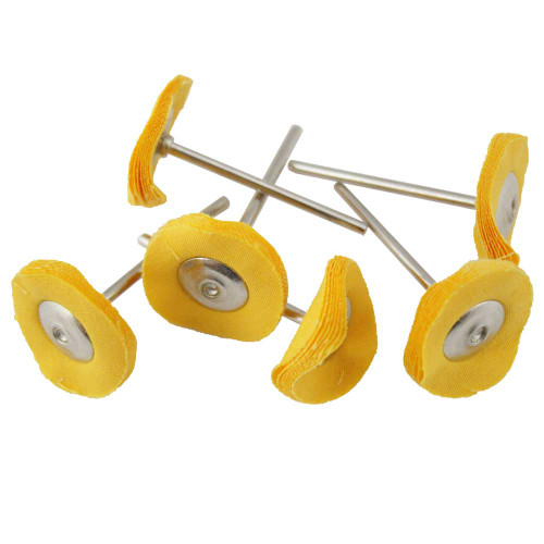 1 Inch Mini Yellow Chemkote Mounted Muslin Buffs Pack of 6