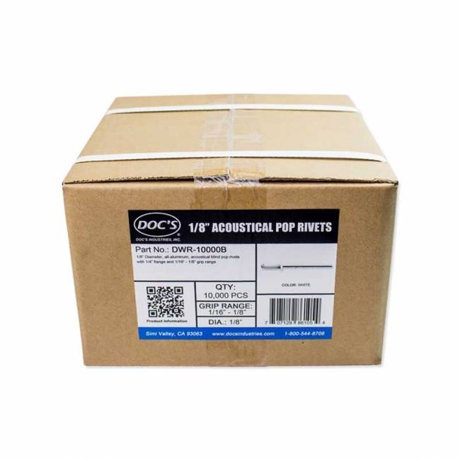 Doc's Industries 1/8″ Acoustical Pop Rivets White – 10,000 Bulk Pack