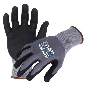 Azusa Safety Dura-Dex 15 Gauge Gray Nylon/Spandex Blended Work Gloves with Dura Foam Nitrile/Polyurethane Palm Coating, S