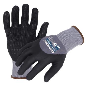 Azusa Safety Dura-Dex 15 Gauge Gray Nylon/Spandex Blended Work Gloves with Dura Foam Nitrile/Polyurethane 3/4 Coating with Nitrile Surface DotsXL