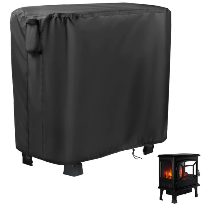 Electric Fireplace Cover, Rectangular Portable Fireplace Dust Cover, Electric Wood Stove Waterproof Cover, 25.2”L x 14”W x 24”H