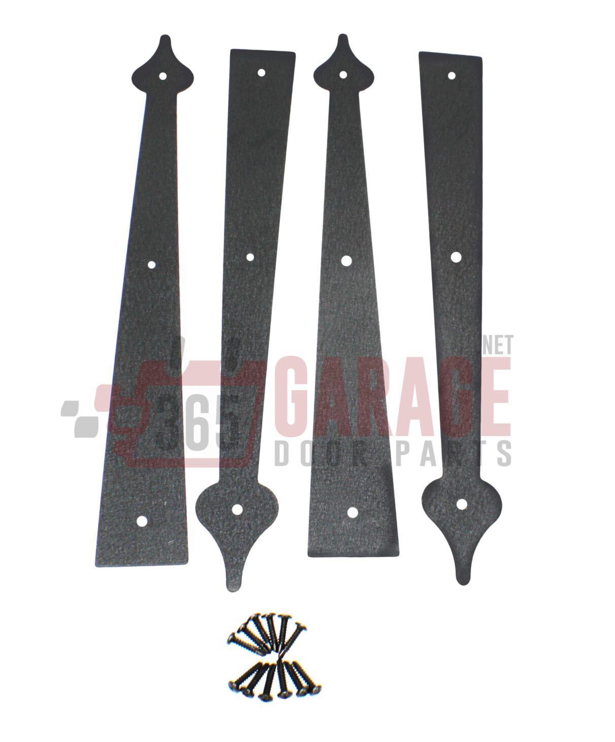 Set of 4 Decorative Carriage House Garage Door Hinges-Spear End