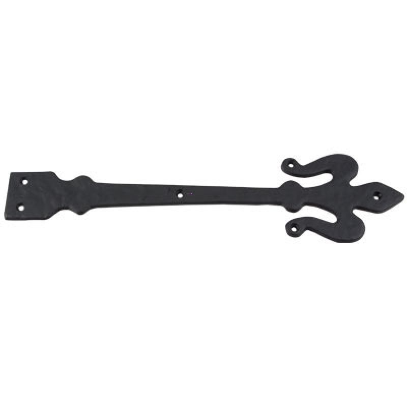 Garage Door Decorative Hardware 16 Inch Fleur De Lis Hinge - Black