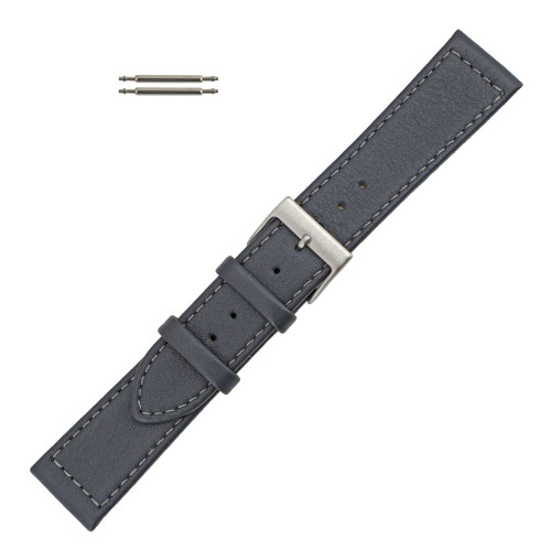 Flat Watch Band 20mm Classic CalfGrey Leather 7 5/8 Inch Length