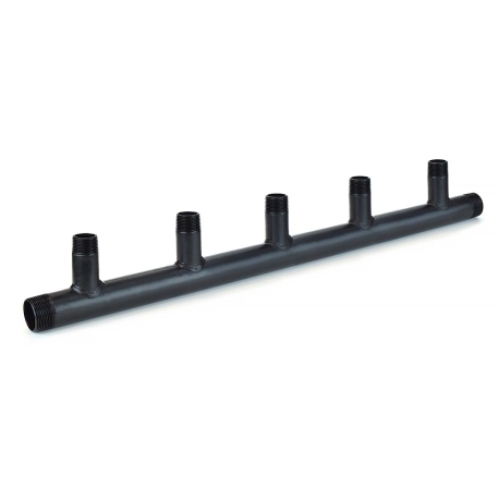 (5-Branch) Boiler Header Manifold for Zoning, Radiant & Baseboard Heat, 1-1/4" NPT Trunk x 1" NPT Outlets