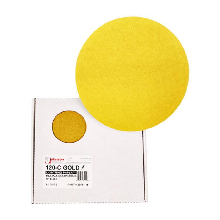 Johnson Abrasives 9” Hook and Loop Gold Sanding Discs- 150 Grit-15 Pack