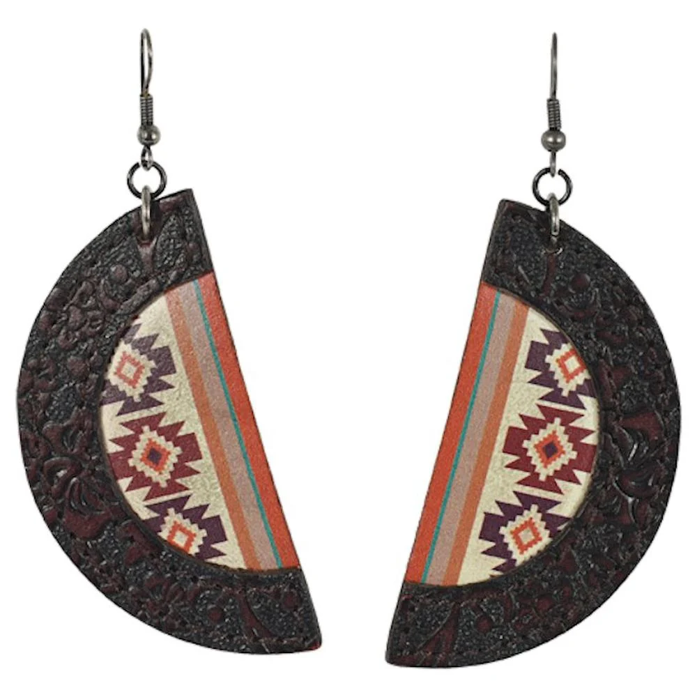 Justin Aztec Print Leather Earrings