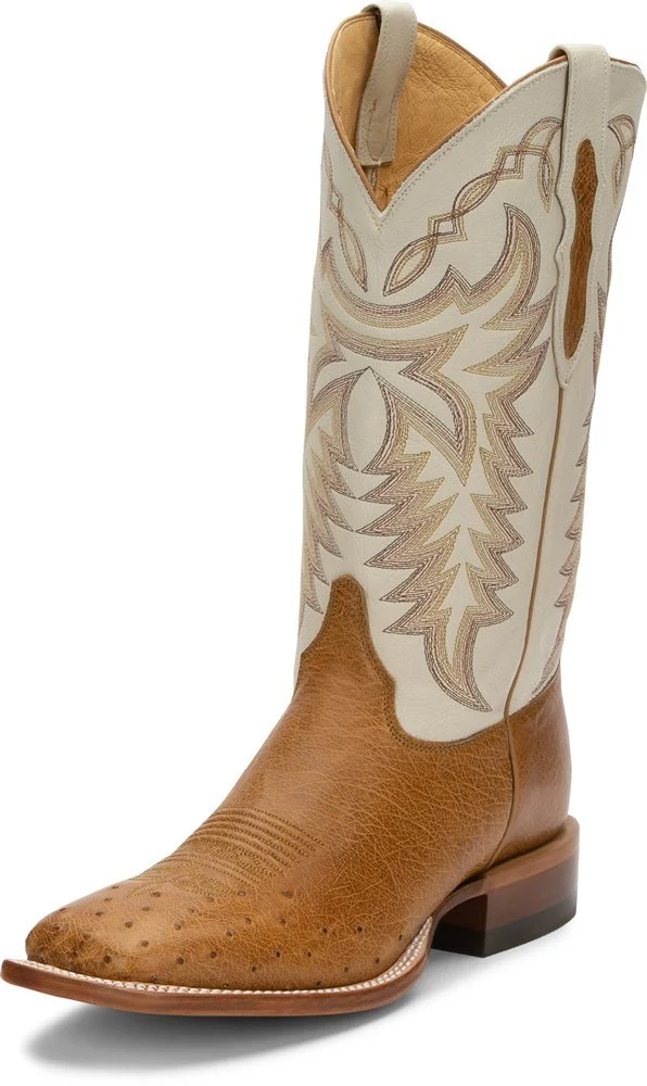 Justin Boots Men’s Pascoe Smooth Ostrich 13in. Antique Saddle Maddog Cowboy Boots