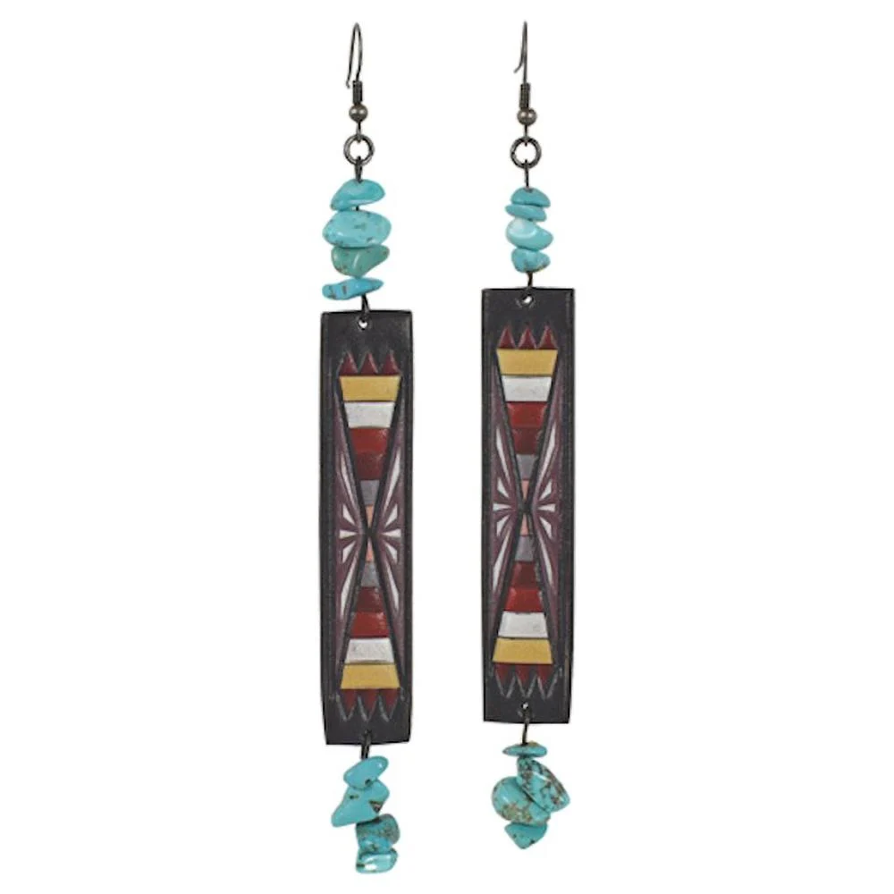 Justin Leather and Turquoise Earrings