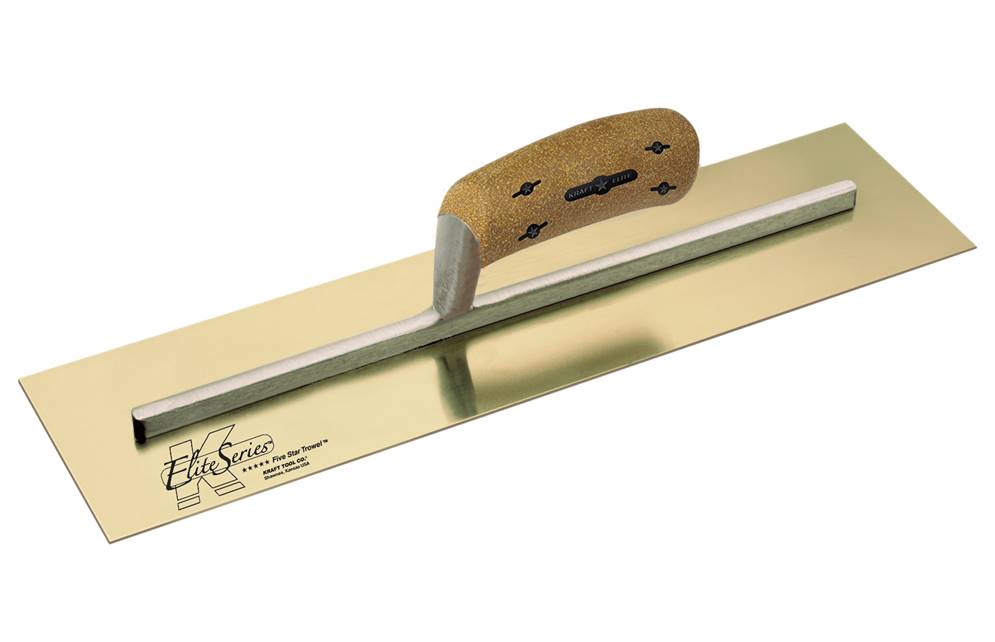 Kraft Tool 14"x 5" Elite Series Five Star Golden Stainless Steel Trowel w/ Cork Handle