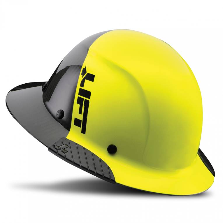 Lift Safety Dax 50/50 Carbon Fiber Full Brim Hard Hat Yellow-Black HDF-50C19HC