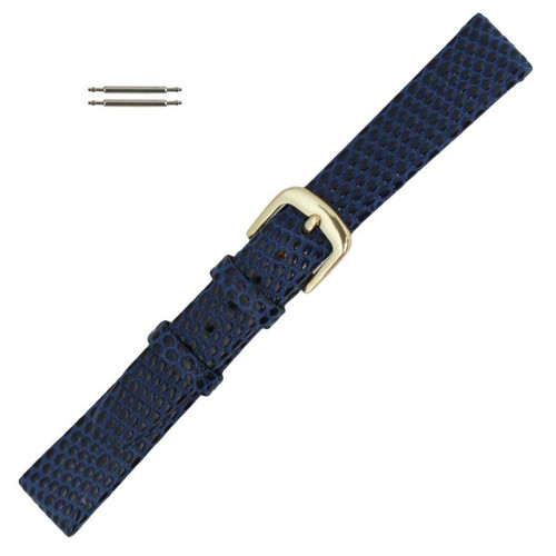 Blue Leather Watch Band 14mm Lizard Grain 6 3/4 Inch Length
