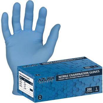 Azusa Safety Disposable Powder Free Nitrile Exam Gloves (200/BX) L