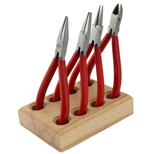 German Pliers Sets 4 1/2 Inch Lap Joint 4 piece Set with Wood Plier Block
