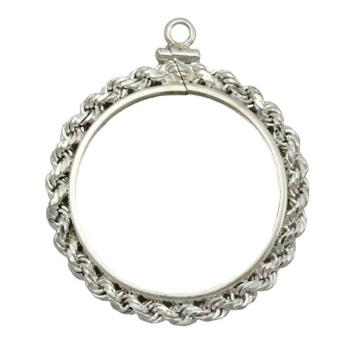 Coin Bezel AA Recovery Coin Sterling Silver Rope Edge Coin Frame Pendant