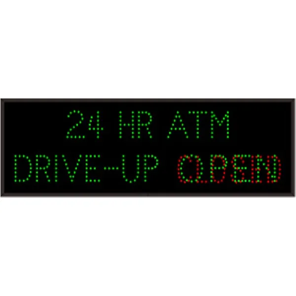 Signal-Tech 18641 TCL1442GGGR-D851/120-277VAC 24 HR ATM | DRIVE-UP | OPEN | CLOSED Outdoor Blank-out LED Direct-view Sign