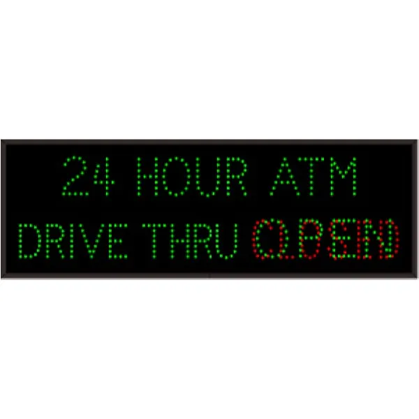 Signal-Tech 20506 TCL1442GGGR-E221/120-277VAC 24 HOUR ATM | DRIVE THRU | OPEN | CLOSED Outdoor Blank-out LED Direct-view Sign