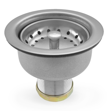 St. Steel Kitchen Sink Deep Double Cup Drain Strainer w/ Fixed Stick Post Basket
