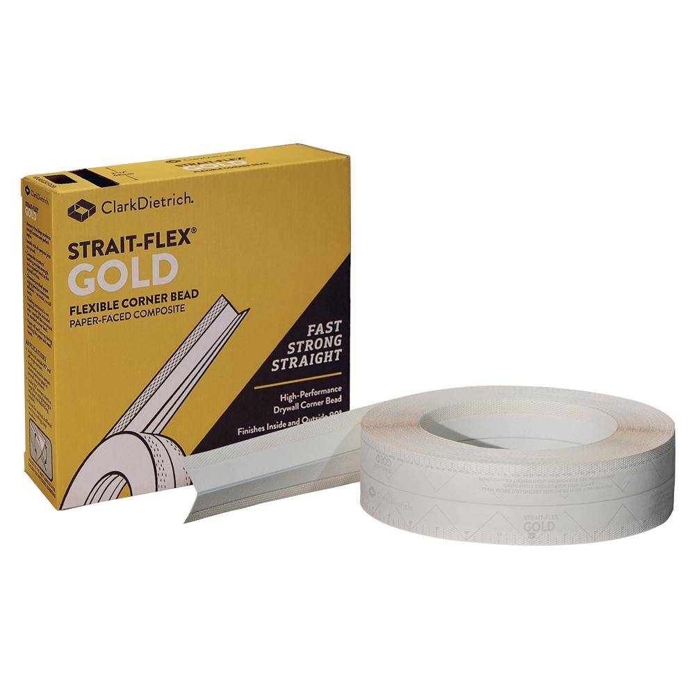 Strait-Flex Gold High-Performance Flexible Drywall Corner Bead -2-1/2” x 100'