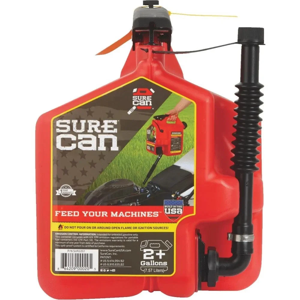 SureCan 2.2 Gallon Red Gas Can for Gasoline – SUR22G1