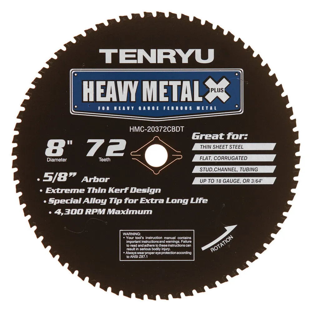 Tenryu Heavy Metal Plus 8 Inch x 72T Roofing/Siding Blade