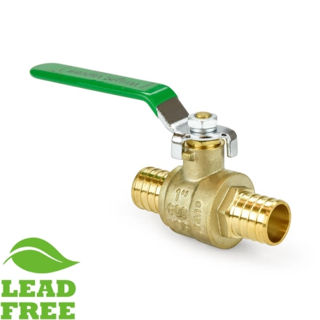 1" PEX Brass Ball Valve, Full Port (Lead-Free)